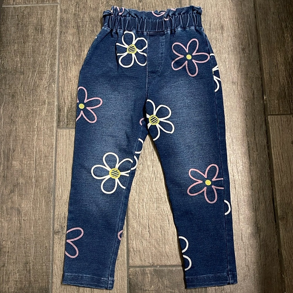 Flapdoodles Girls Flower Jeggings - size 4